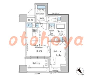 楽器ピアノ可相談 の 賃貸物件 1LDK 16.1万円の図面１