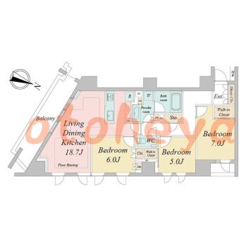 楽器ピアノ可相談 の 賃貸物件 3LDK 42万円の図面１