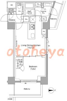 楽器ピアノ可相談 の 賃貸物件 1LDK 22.5万円の図面１