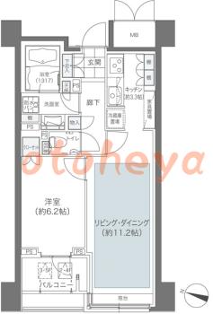 楽器ピアノ可相談 の 賃貸物件 1LDK 20.7万円の図面１