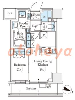 楽器ピアノ可相談 の 賃貸物件 1LDK 13万円の図面1