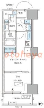 楽器ピアノ可相談 の 賃貸物件 1DK 13.7万円の図面１