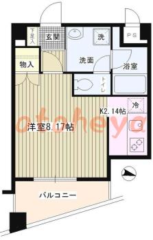 楽器ピアノ可相談 の 賃貸物件 1K 8.5万円の図面１
