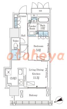 楽器ピアノ可相談 の 賃貸物件 1LDK 23.9万円の図面1