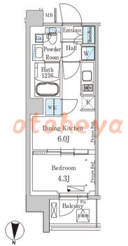 楽器ピアノ可相談 の 賃貸物件 1DK 11.5万円の図面１
