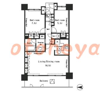 楽器ピアノ可相談 の 賃貸物件 2LDK 29万円の図面１