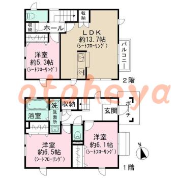 楽器ピアノ可相談 の 賃貸物件 3LDK 25.5万円の図面１