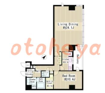 楽器ピアノ可相談 の 賃貸物件 1LDK 36万円の図面１