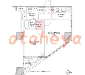 楽器ピアノ可相談 の 賃貸物件 1LDK 18.4万円の図面１