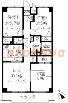 楽器ピアノ可相談 の 賃貸物件 3LDK 14万円の図面１