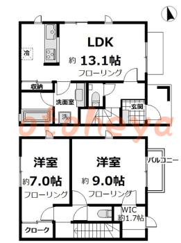 楽器ピアノ可相談 の 賃貸物件 2LDK 24万円の図面１