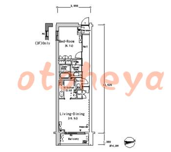 楽器ピアノ可相談 の 賃貸物件 1LDK 32.7万円の図面１