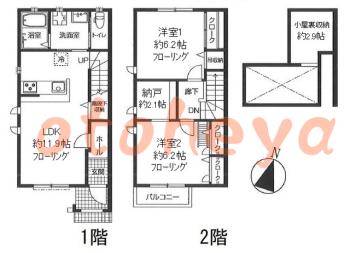 楽器ピアノ可相談 の 賃貸物件 2SLDK 14万円の図面１