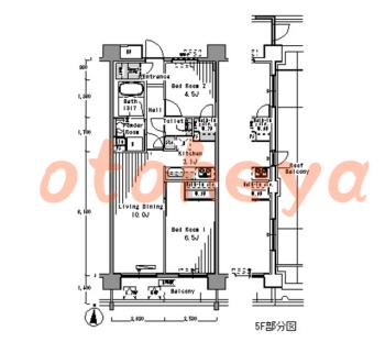 楽器ピアノ可相談 の 賃貸物件 2LDK 20.7万円の図面１