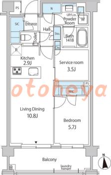 楽器ピアノ可相談 の 賃貸物件 1SLDK 31.3万円の図面１