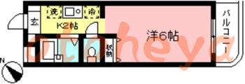 楽器ピアノ可相談 の 賃貸物件 1K 5.6万円の図面１