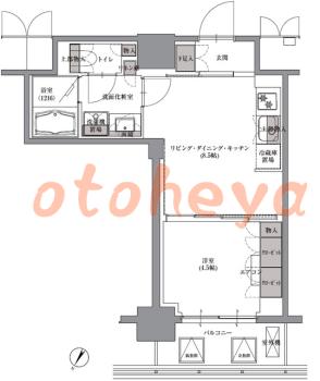 楽器ピアノ可相談 の 賃貸物件 1LDK 13.9万円の図面１