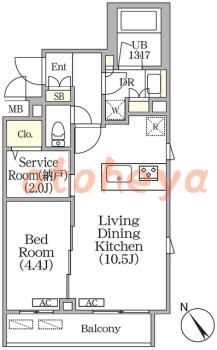 楽器ピアノ可相談 の 賃貸物件 1SLDK 24.9万円の図面１