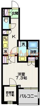 楽器ピアノ可相談 の 賃貸物件 1SK 13.5万円の図面１