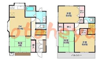 楽器ピアノ可相談 の 賃貸物件 4DK 11.9万円の図面１
