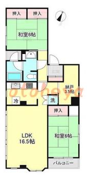 楽器ピアノ可相談 の 賃貸物件 2LDK 18.5万円の図面１