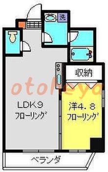 楽器ピアノ可相談 の 賃貸物件 1LDK 12.8万円の図面１