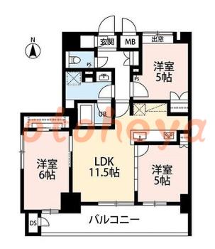 楽器ピアノ可相談 の 賃貸物件 3LDK 18万円の図面１