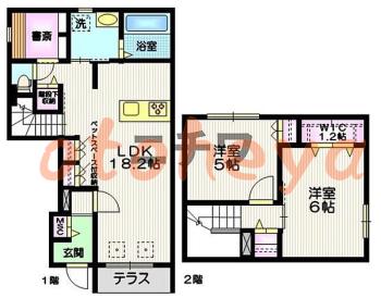 楽器ピアノ可相談 の 賃貸物件 2SLDK 29.5万円の図面１