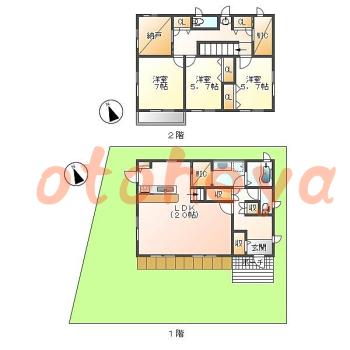 楽器ピアノ可相談 の 賃貸物件 3SLDK 16万円の図面１