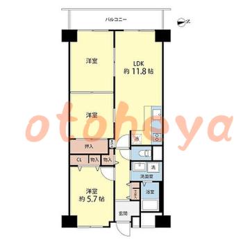 楽器ピアノ可相談 の 賃貸物件 3LDK 20万円の図面１