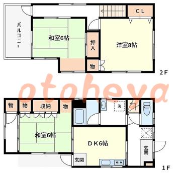 楽器ピアノ可相談 の 賃貸物件 3DK 11万円の図面１