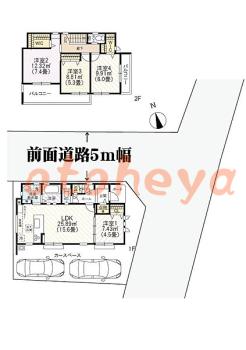 楽器ピアノ可相談 の 賃貸物件 4LDK 21.8万円の図面１