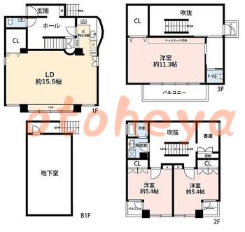 楽器ピアノ可相談 の 賃貸物件 3LDK 85万円の図面１