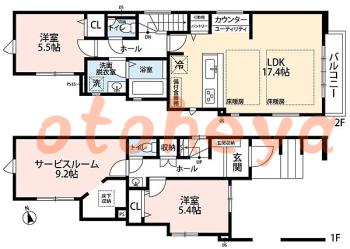 楽器ピアノ可相談 の 賃貸物件 2SLDK 25万円の図面１