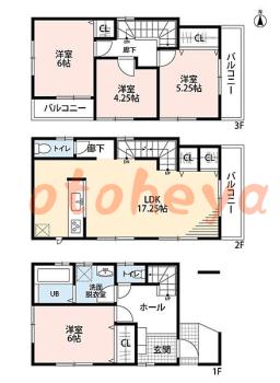楽器ピアノ可相談 の 賃貸物件 4LDK 25万円の図面１