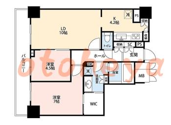 楽器ピアノ可相談 の 賃貸物件 2LDK 31.5万円の図面１