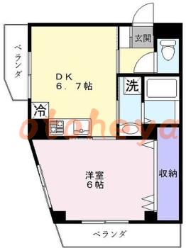 楽器ピアノ可相談 の 賃貸物件 1DK 9.4万円の図面１