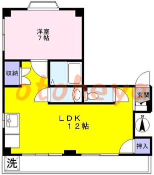 楽器ピアノ可相談 の 賃貸物件 1LDK 12.5万円の図面１