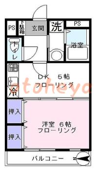 楽器ピアノ可相談 の 賃貸物件 1DK 9.3万円の図面１
