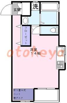 楽器ピアノ可相談 の 賃貸物件 1R 12.5万円の図面１