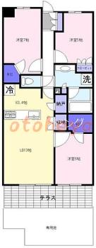 楽器ピアノ可相談 の 賃貸物件 3LDK 28.8万円の図面１
