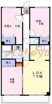 楽器ピアノ可相談 の 賃貸物件 3LDK 14万円の図面１