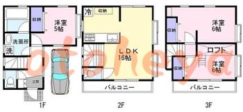 楽器ピアノ可相談 の 賃貸物件 3LDK 23.5万円の図面１