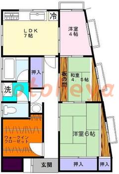 楽器ピアノ可相談 の 賃貸物件 3DK 13万円の図面１