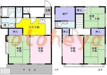 楽器ピアノ可相談 の 賃貸物件 5DK 13.8万円の図面１