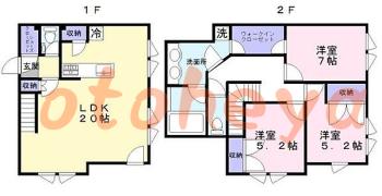 楽器ピアノ可相談 の 賃貸物件 3LDK 29.5万円の図面１