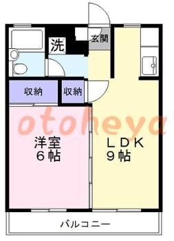 楽器ピアノ可相談 の 賃貸物件 1LDK 9.7万円の図面１