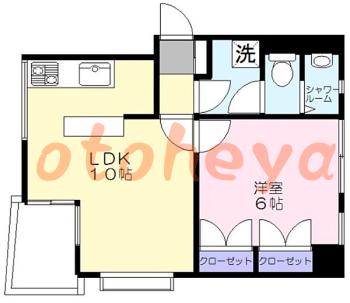 グランドピアノ可相談 の 賃貸物件 1LDK 10.35万円の図面１
