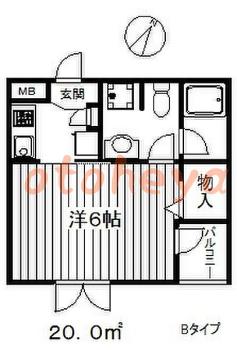 楽器ピアノ可相談 の 賃貸物件 1K 6.9万円の図面１