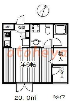 楽器ピアノ可相談 の 賃貸物件 1K 6.5万円の図面１